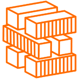 Icon mit aufeinandergestapelten Containern